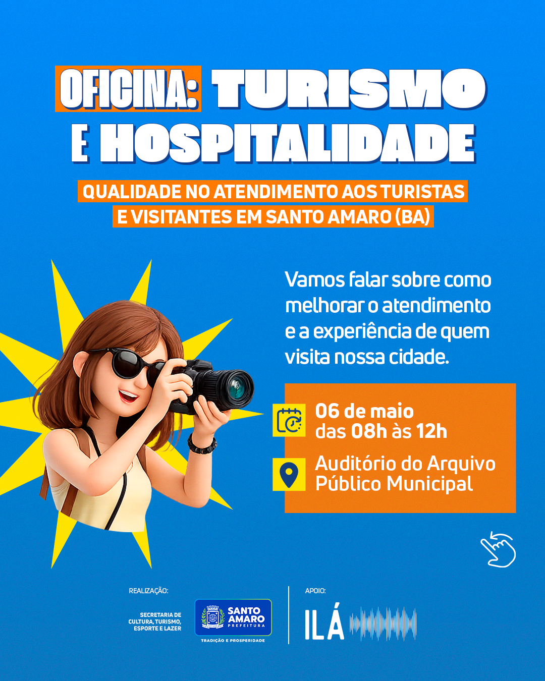Santo Amaro realiza oficina sobre turismo e hospitalidade com foco na qualidade do atendimento.